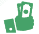 Green icon of a fist holding paper money.