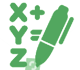 Green addition icon with pen.
